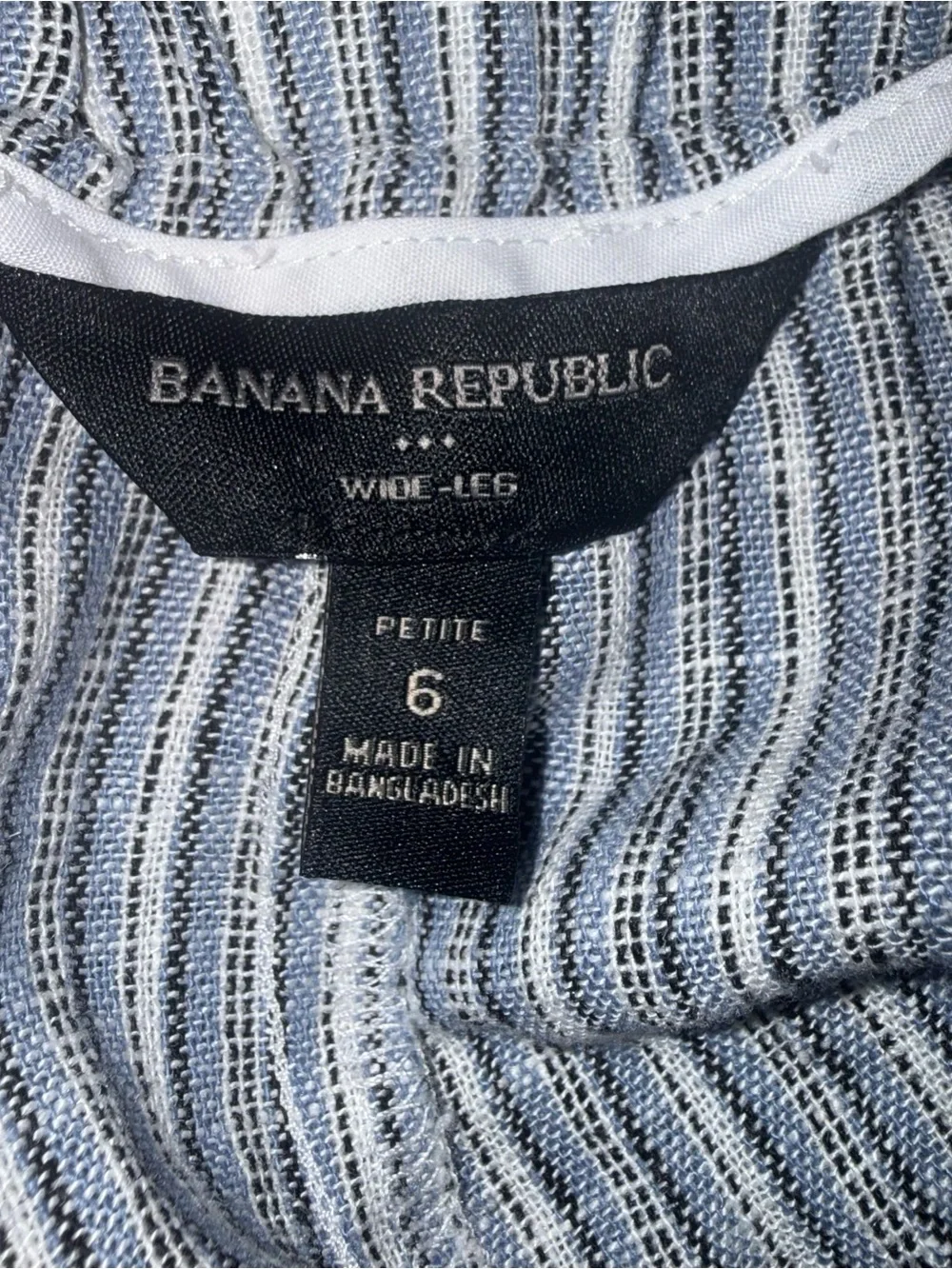 Banana Republic Blue and White Striped Wide-Leg Linen Blend Pants
